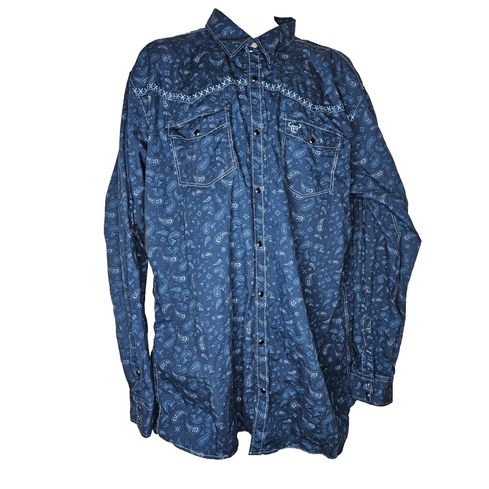 Cowboy Hardware Western Shirt XLT Tall  Paisley‎ Snap Rodeo Ranch Workwear